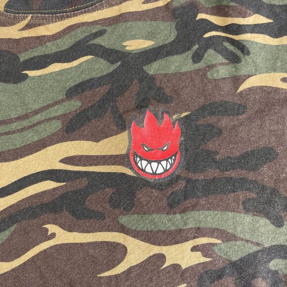 SPITFIRE Wheels CAMO T-Shirt Authentic Skateboard Men Sz M Punk Skater Read - Picture 7 of 16